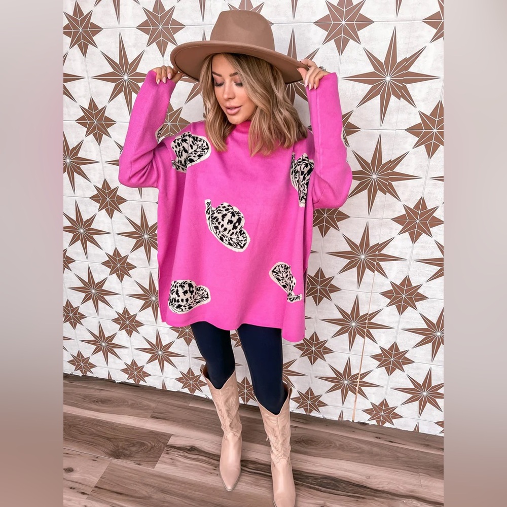 Entro boutique plus size pink western cowboy hats sweater size 2X
